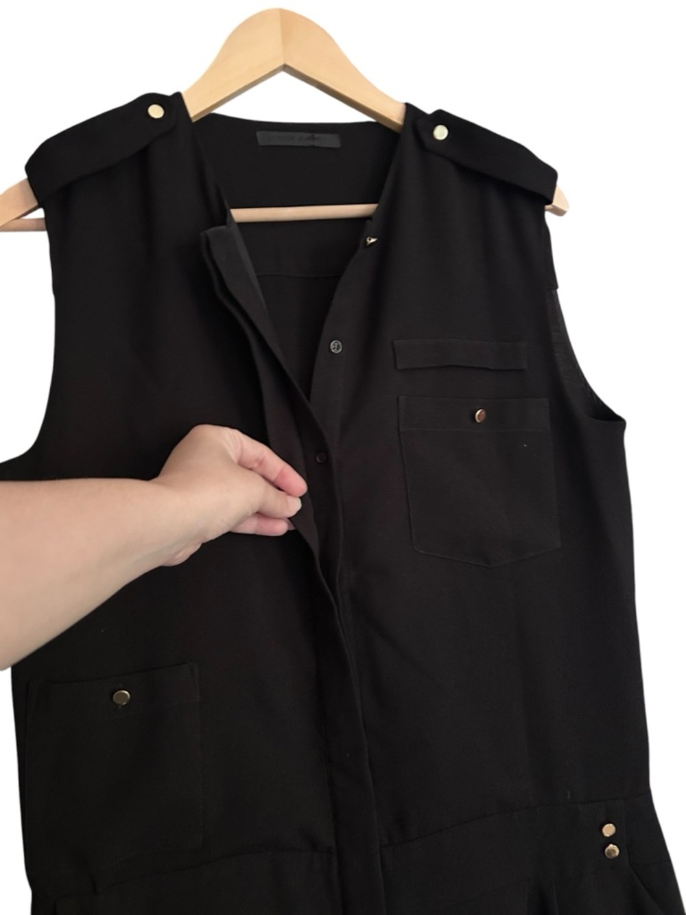 Jenni Kayne Black Sleeveless Silk Lined Jumpsuit Sz Small Minimalist Wide Leg - Picture 4 of 10